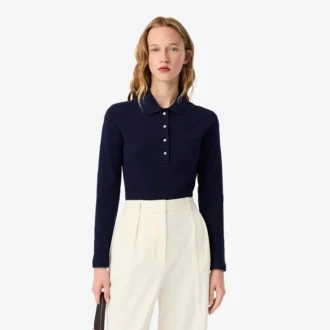 Slim fit L.12.D stretch mini piqué Polo voor dames
