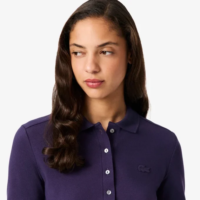 Slim fit L.12.D stretch mini piqué Polo voor dames