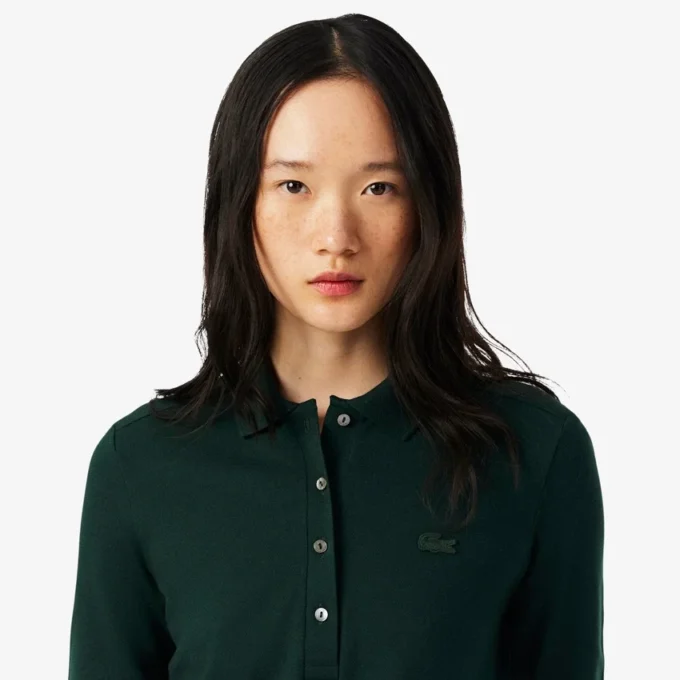 Slim fit L.12.D stretch mini piqué Polo voor dames