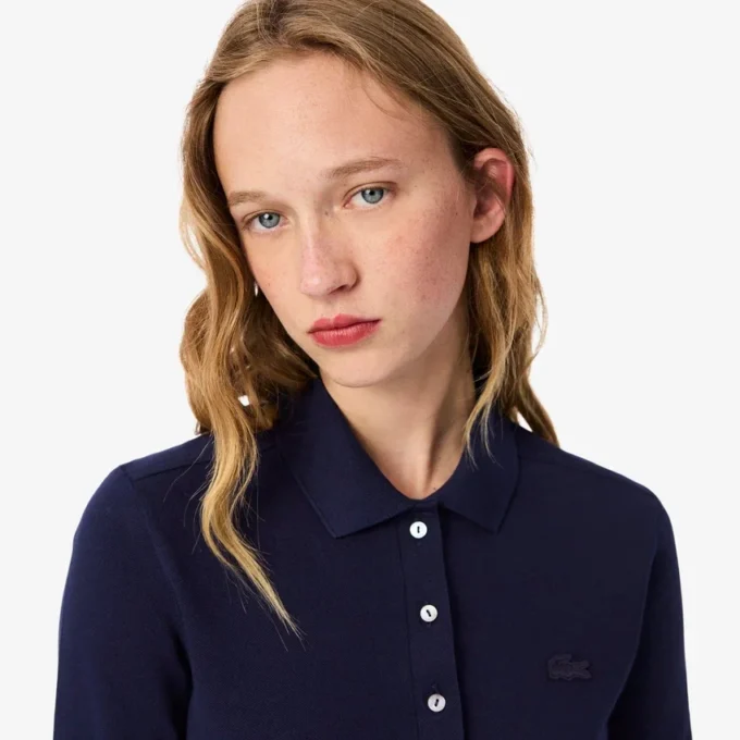 Slim fit L.12.D stretch mini piqué Polo voor dames