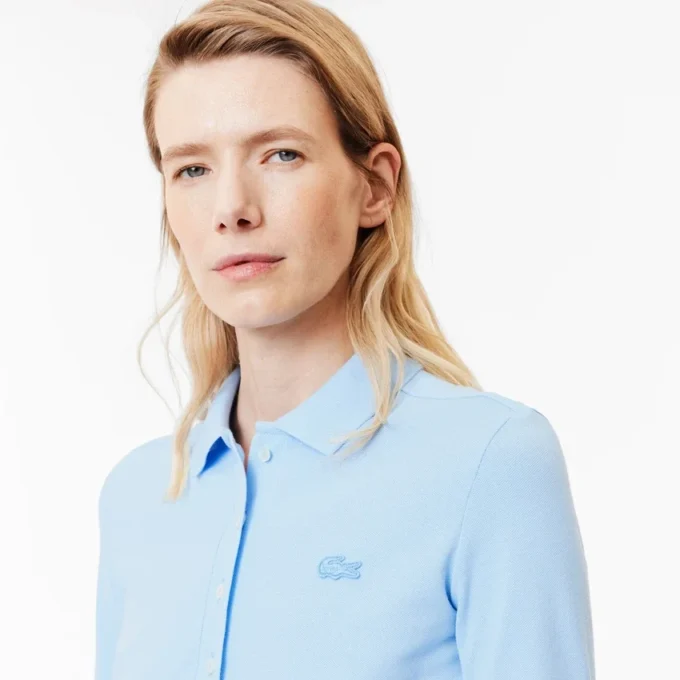 Slim fit L.12.D stretch mini piqué Polo voor dames