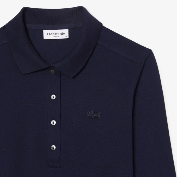 Slim fit L.12.D stretch mini piqué Polo voor dames