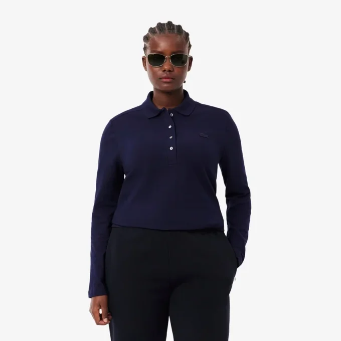 Slim fit L.12.D stretch mini piqué Polo voor dames