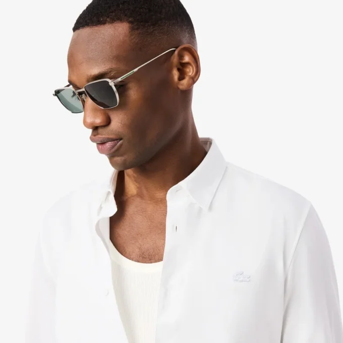 Slim fit overhemd van katoenmix