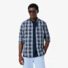 Slim fit overhemd van stretchpopeline met ginghamprint Slim fit overhemd van stretchpopeline met ginghamprint