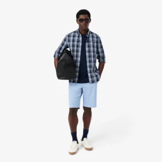 Slim fit overhemd van stretchpopeline met ginghamprint