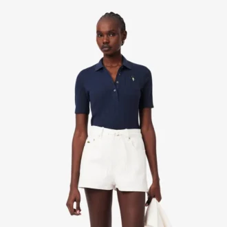 Slim fit Pointelle L.12.D-Polo voor dames