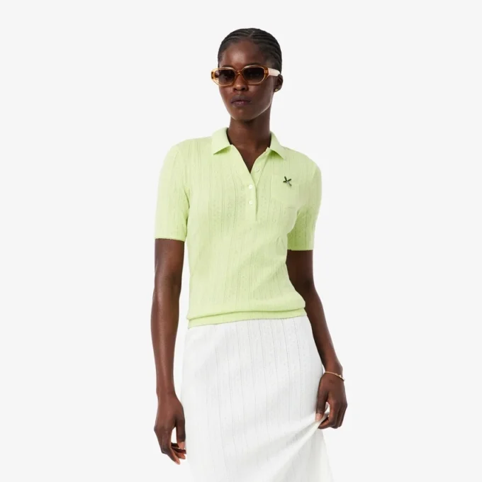 Slim fit Pointelle L.12.D-Polo voor dames