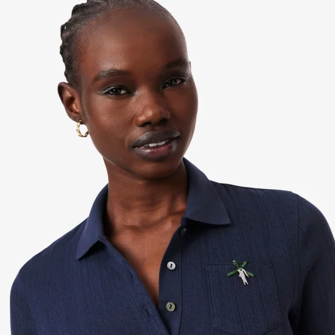 Slim fit Pointelle L.12.D-Polo voor dames