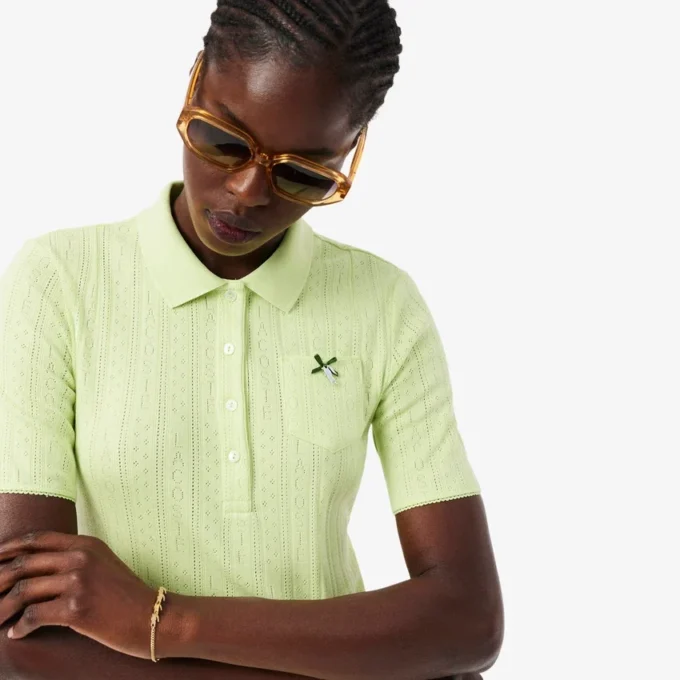 Slim fit Pointelle L.12.D-Polo voor dames