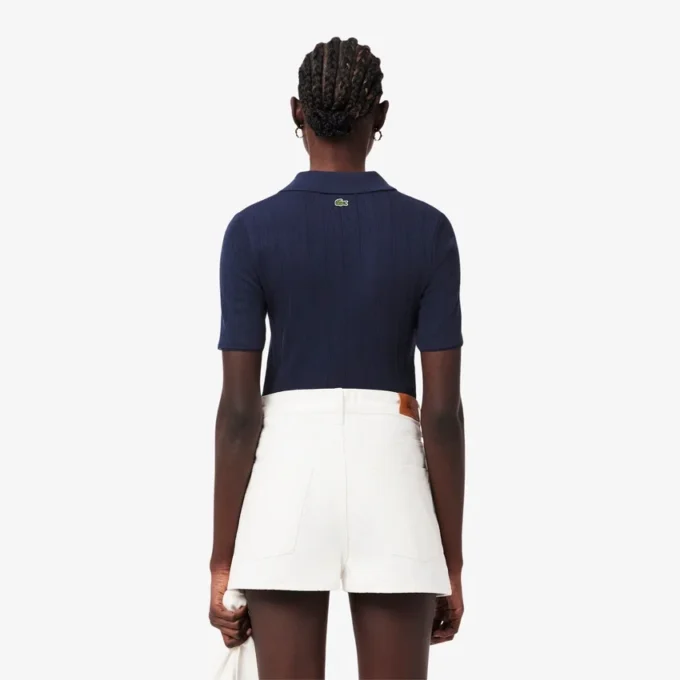 Slim fit Pointelle L.12.D-Polo voor dames