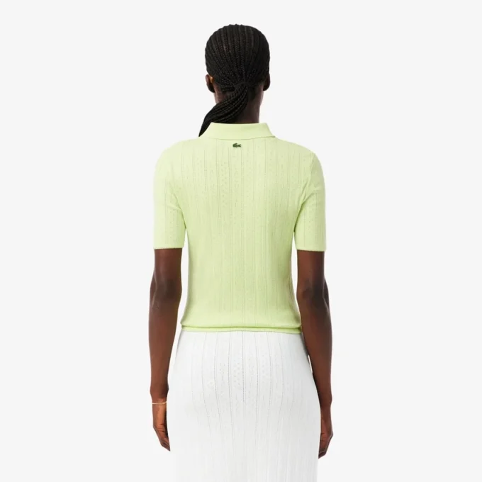 Slim fit Pointelle L.12.D-Polo voor dames