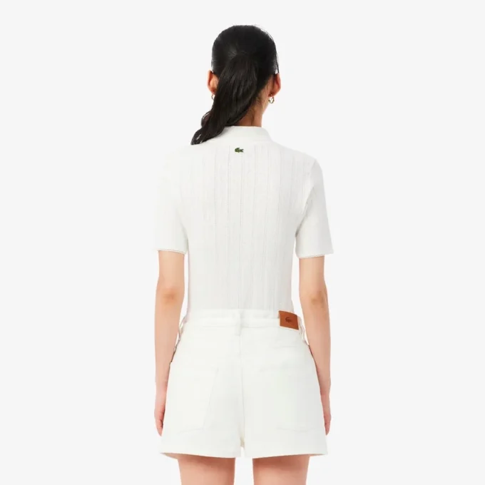 Slim fit Pointelle L.12.D-Polo voor dames
