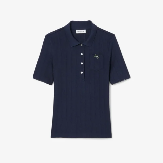 Slim fit Pointelle L.12.D-Polo voor dames