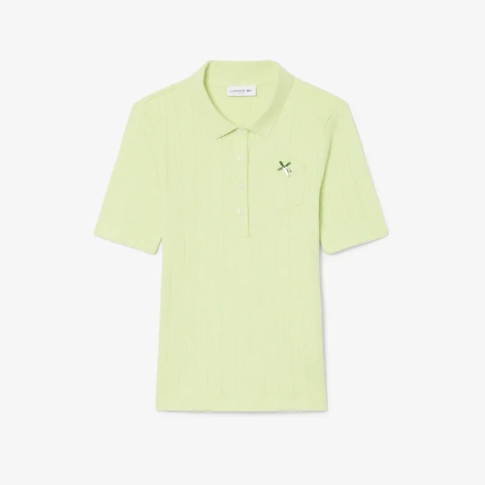 Slim fit Pointelle L.12.D-Polo voor dames