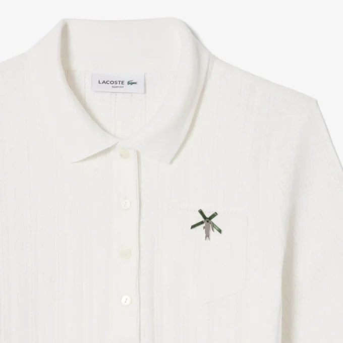 Slim fit Pointelle L.12.D-Polo voor dames