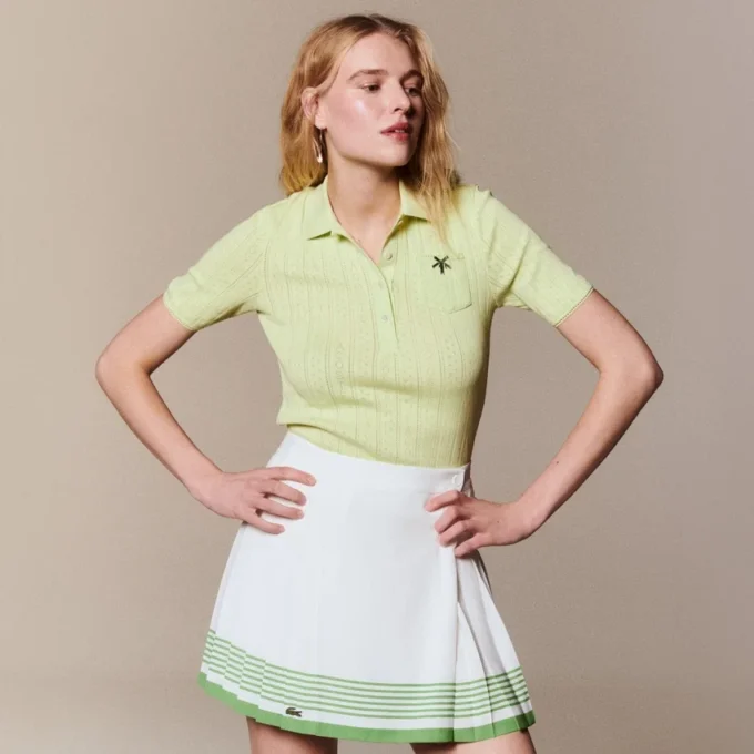 Slim fit Pointelle L.12.D-Polo voor dames