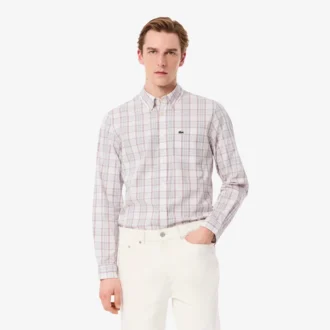 Slim fit stretch geruit herenoverhemd