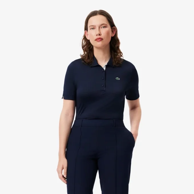 Slim fit stretch golfpolo met UV-bescherming voor dames