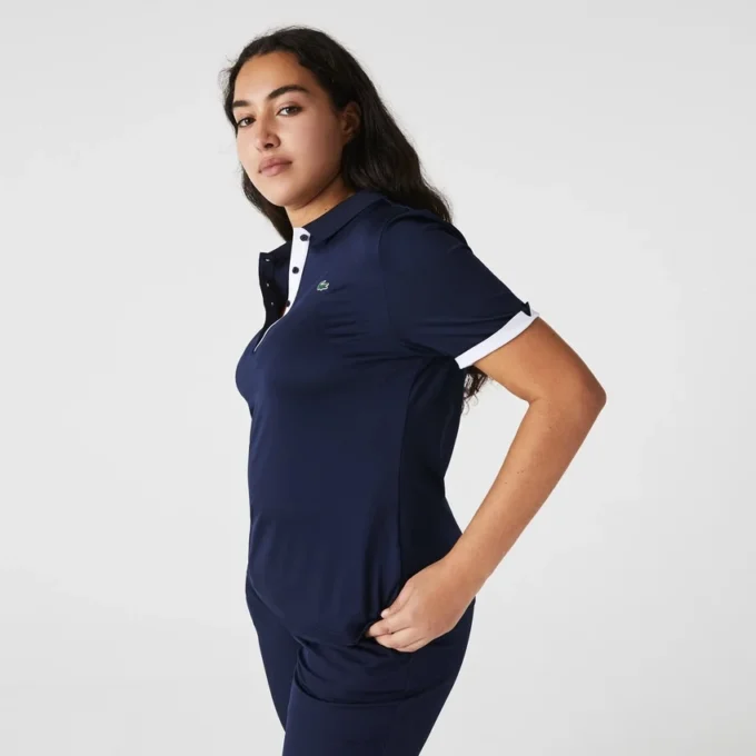 Slim fit stretch golfpolo met UV-bescherming voor dames