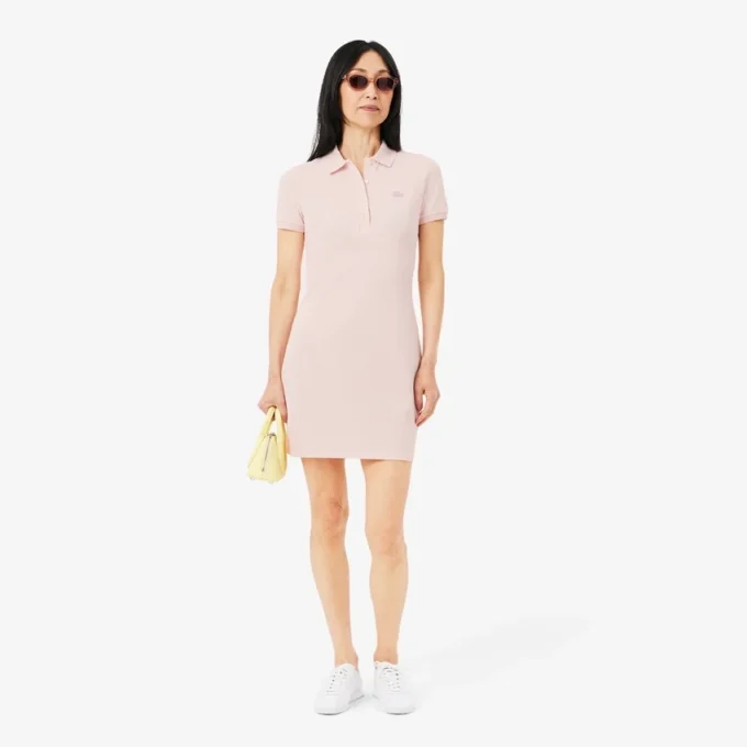 Slim fit stretch mini piqué Polo jurk voor dames