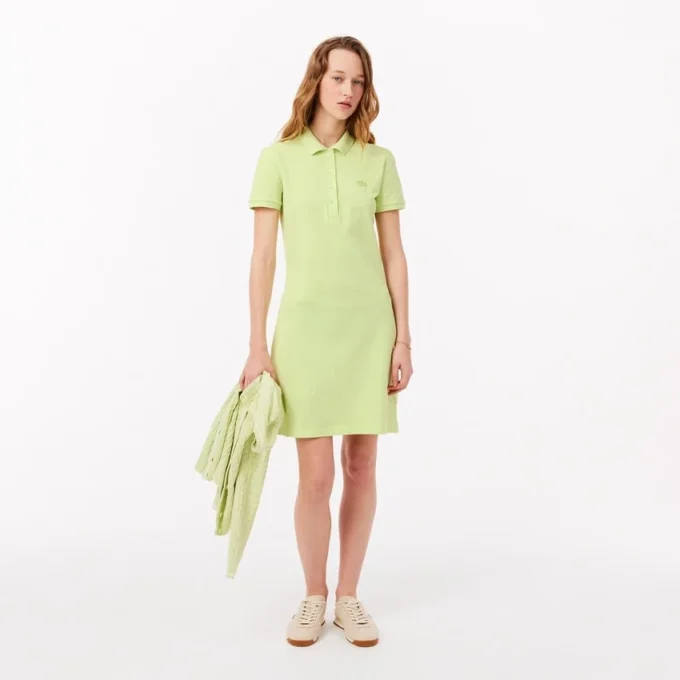 Slim fit stretch mini piqué Polo jurk voor dames