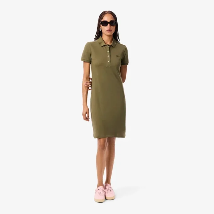 Slim fit stretch mini piqué Polo jurk voor dames