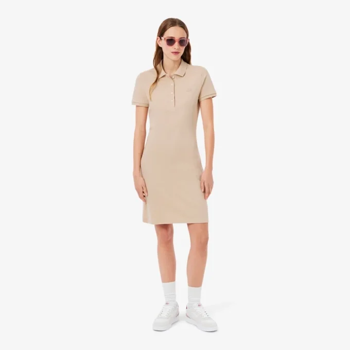Slim fit stretch mini piqué Polo jurk voor dames