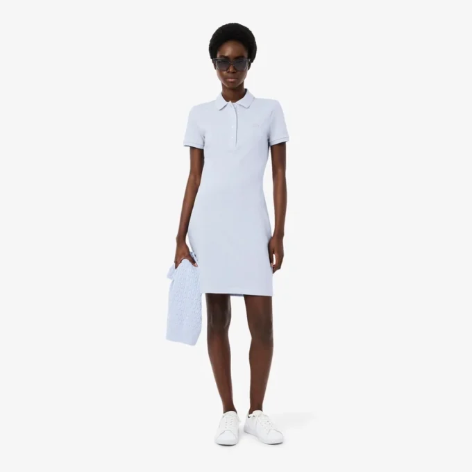 Slim fit stretch mini piqué Polo jurk voor dames
