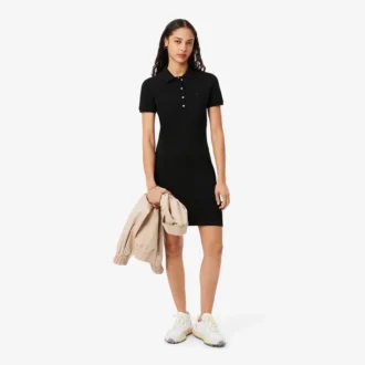 Slim fit stretch mini piqué Polo jurk voor dames