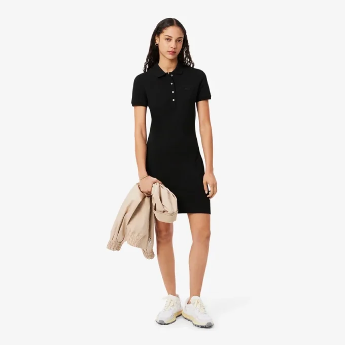 Slim fit stretch mini piqué Polo jurk voor dames