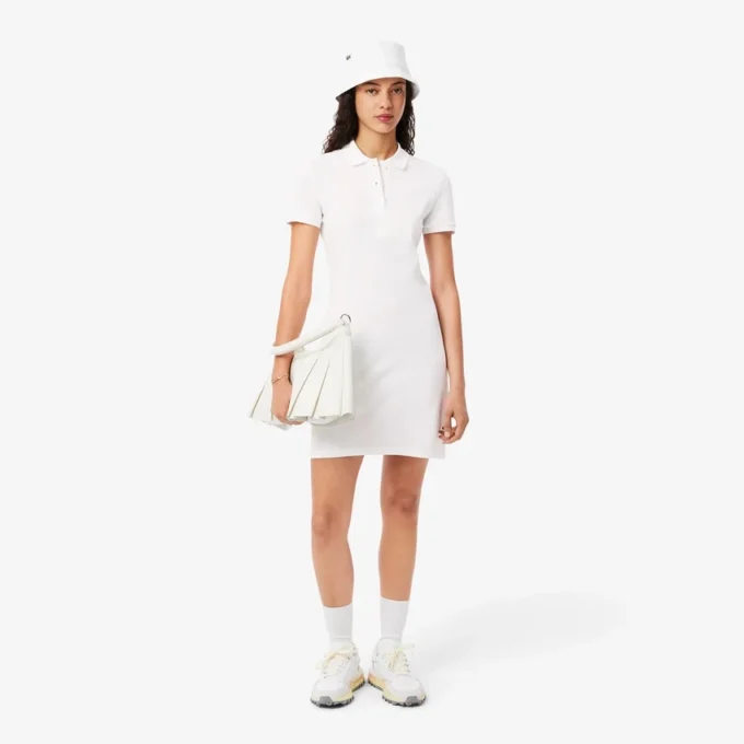 Slim fit stretch mini piqué Polo jurk voor dames