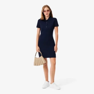 Slim fit stretch mini piqué Polo jurk voor dames