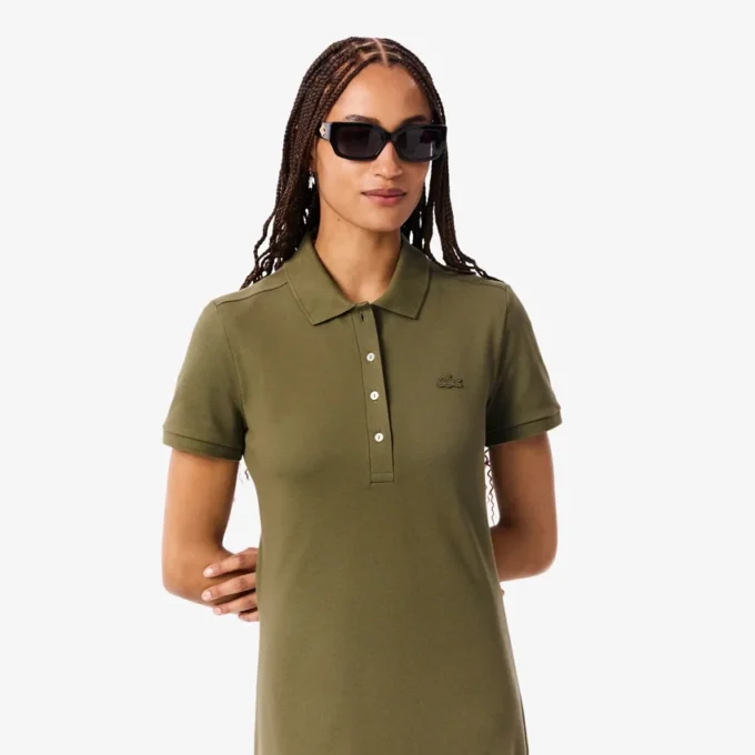 Slim fit stretch mini piqué Polo jurk voor dames