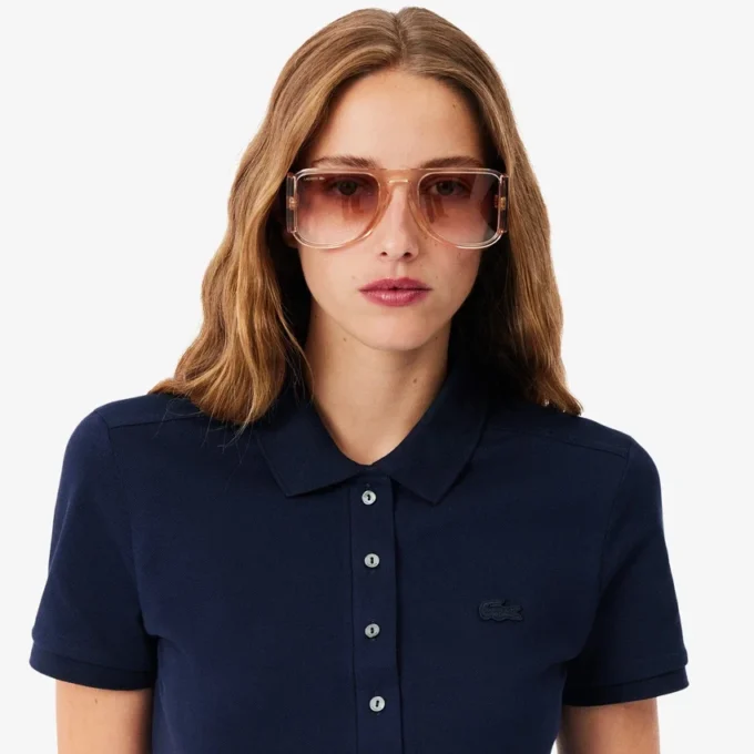 Slim fit stretch mini piqué Polo jurk voor dames