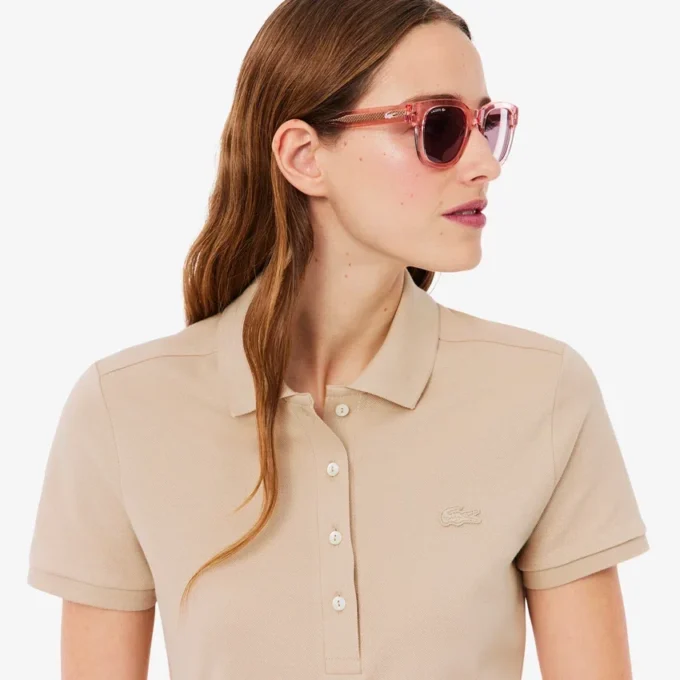 Slim fit stretch mini piqué Polo jurk voor dames