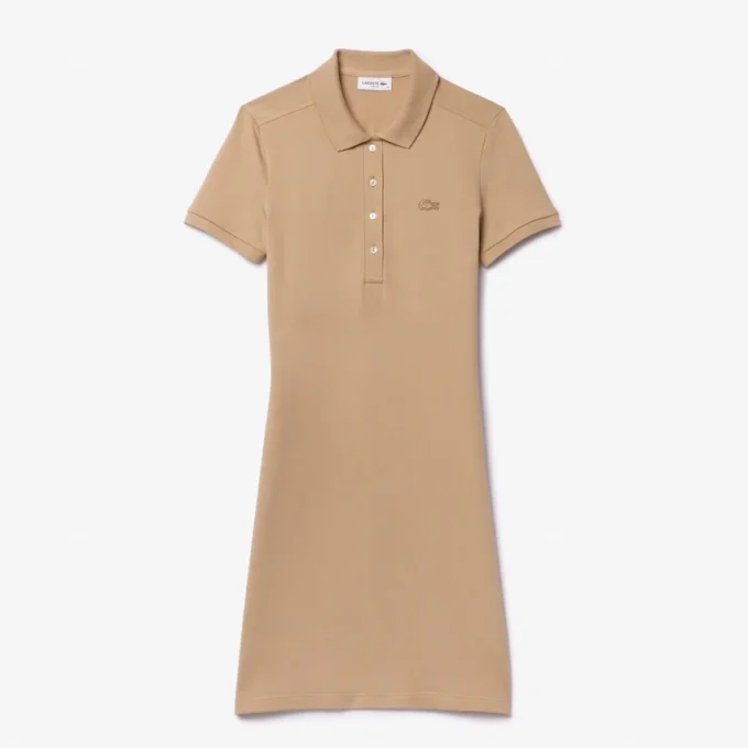 Slim fit stretch mini piqué Polo jurk voor dames