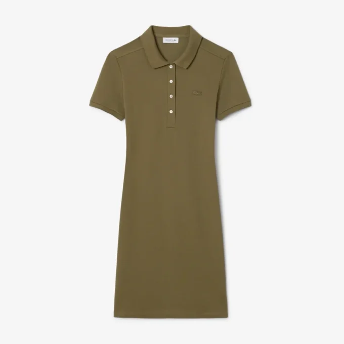 Slim fit stretch mini piqué Polo jurk voor dames