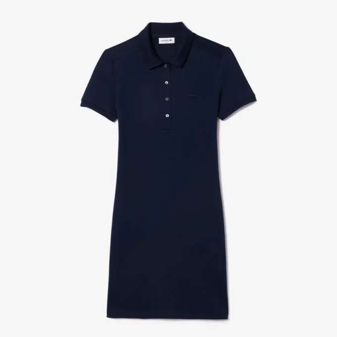 Slim fit stretch mini piqué Polo jurk voor dames