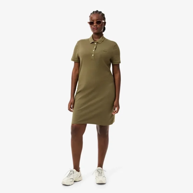 Slim fit stretch mini piqué Polo jurk voor dames