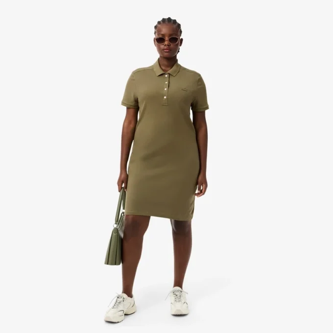 Slim fit stretch mini piqué Polo jurk voor dames