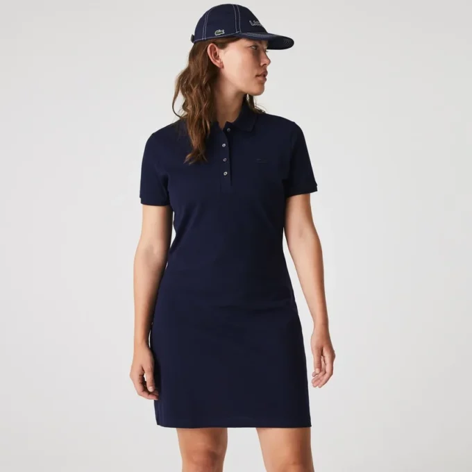 Slim fit stretch mini piqué Polo jurk voor dames