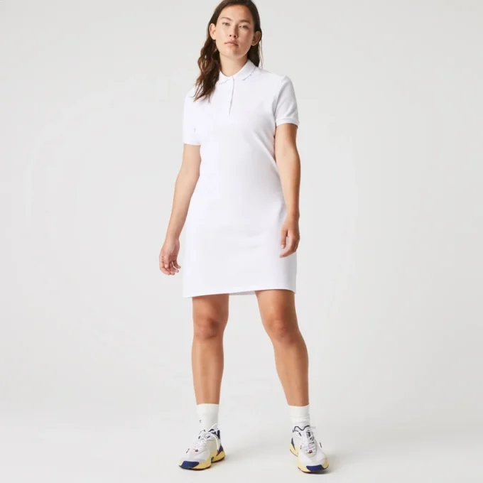 Slim fit stretch mini piqué Polo jurk voor dames