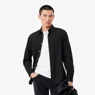 Slim fit stretch overhemd met knopen voor heren