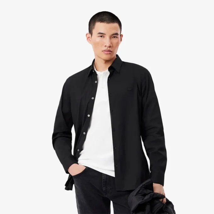 Slim fit stretch overhemd met knopen voor heren