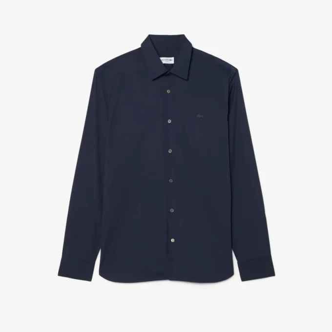 Slim fit stretch overhemd met knopen voor heren