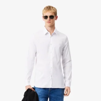 Slim fit stretch overhemd met knopen voor heren