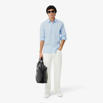 Slim fit stretch overhemd met knopen voor heren