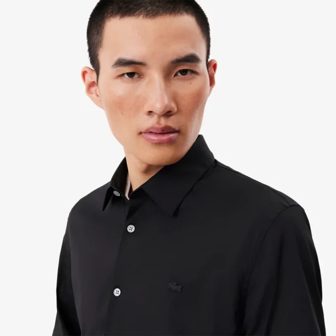 Slim fit stretch overhemd met knopen voor heren