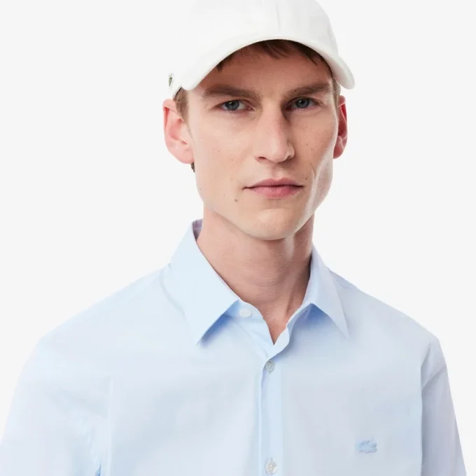 Slim fit stretch overhemd met knopen voor heren